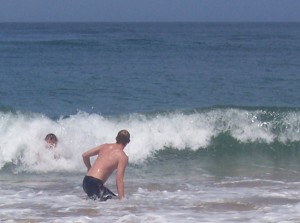 body surfing at Chintsa West beach