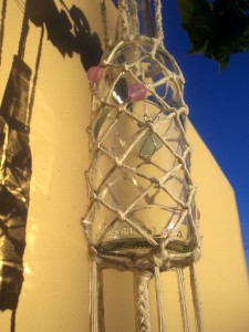 macrame net bottle windchime