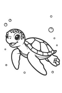 Only one turtle all alone - turtle colouring page
