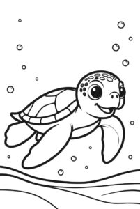 Only one turtle all alone - turtle colouring page