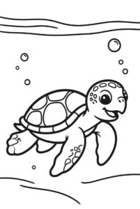 Only one turtle all alone - turtle colouring page