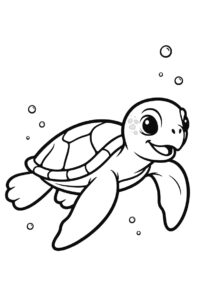 Only one turtle all alone - turtle colouring page