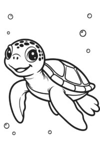 Only one turtle all alone - turtle colouring page