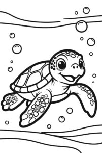 Only one turtle all alone - turtle colouring page
