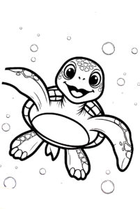 Only one turtle all alone - turtle colouring page