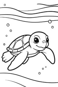 Only one turtle all alone - turtle colouring page