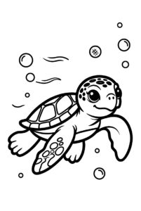 Only one turtle all alone - turtle colouring page