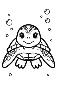 Only one turtle all alone - turtle colouring page