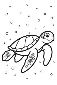 Only one turtle all alone - turtle colouring page