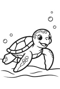 Only one turtle all alone - turtle colouring page